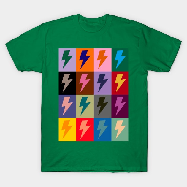 Lightning Bolts Pattern Check Multi Colour T-Shirt by OneThreeSix